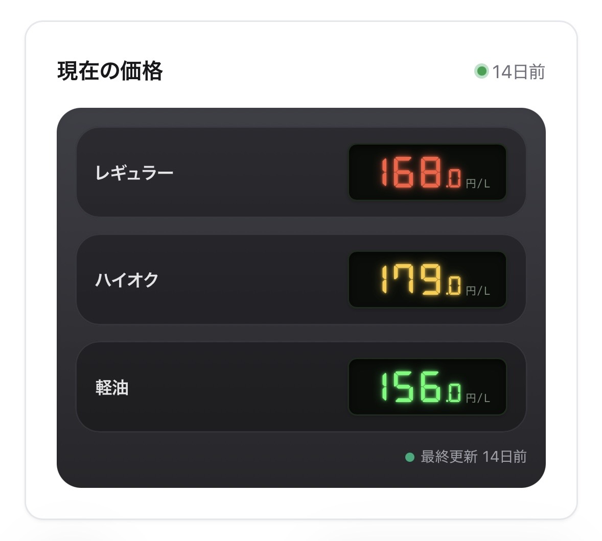 apollostation セルフ飯塚枝国SS／（株）ナカハタの価格看板の写真1